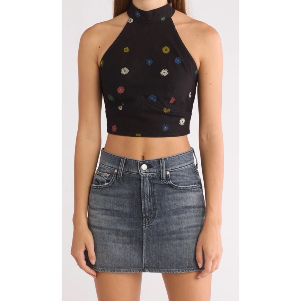 MOTHER The Never Falter Denim Halter Top in Fresh As A Daisy, XS, NWT - Picture 5 of 11
